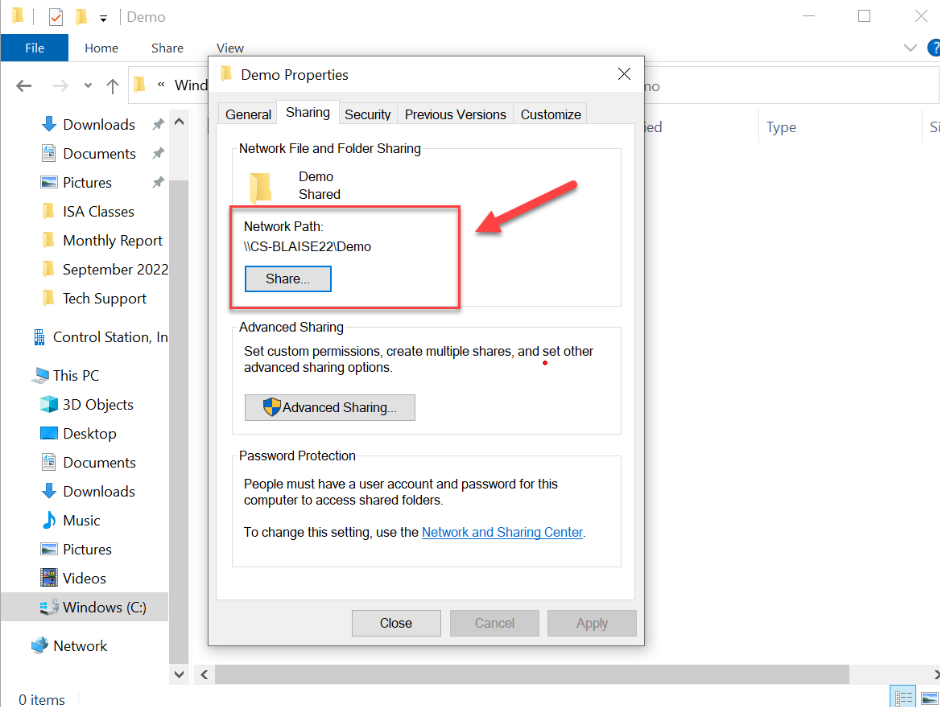 Procedure to add and check Shared Folders