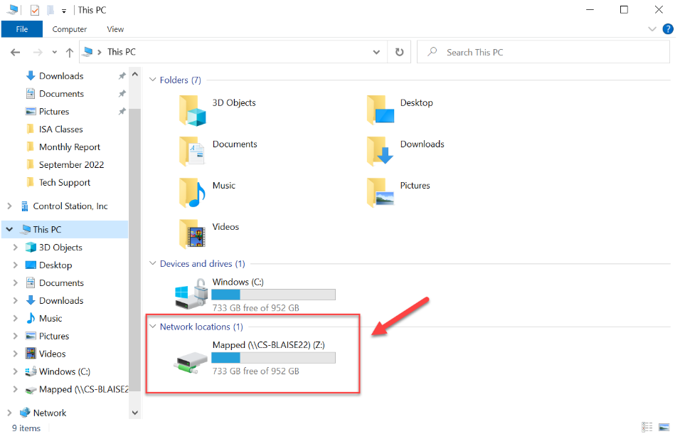 Procedure to add and check Mapped Folders